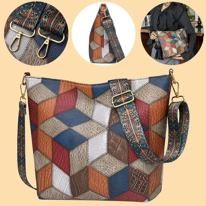 Zavelli | Leather Handbag in Mosaic Style