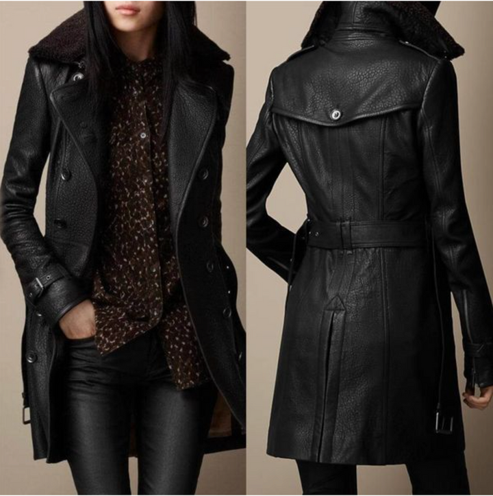 Alessandra | Elegant 3/4 Leather Coat