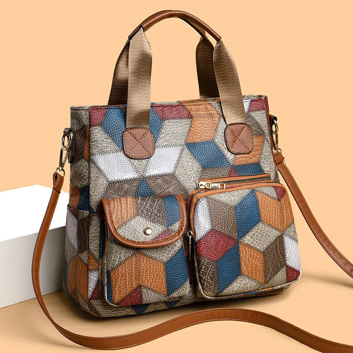 Zavelli | Leather Handbag in Mosaic Style