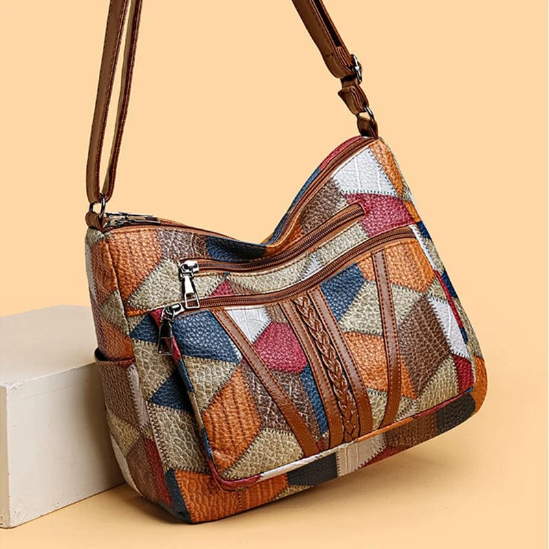 Zavelli | Leather Handbag in Mosaic Style
